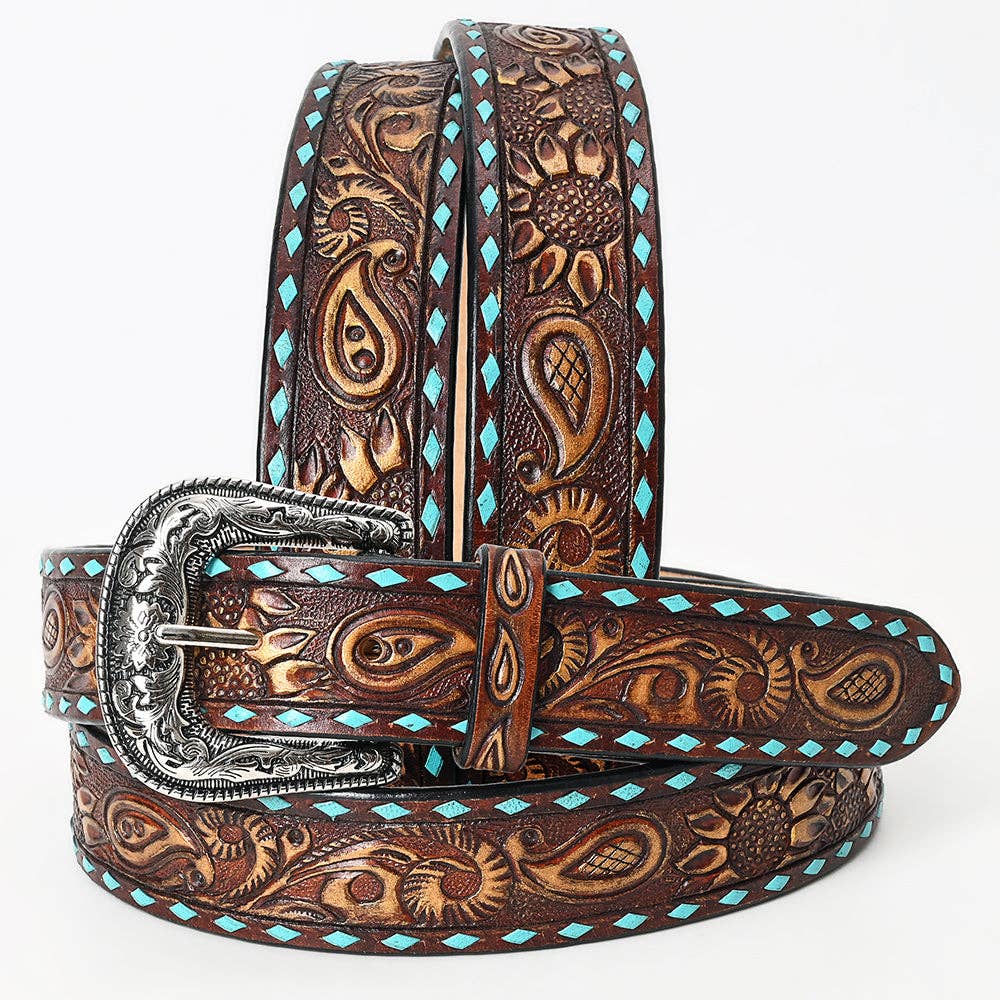 American Darling Hand-Tooled Genuine Leather Belt